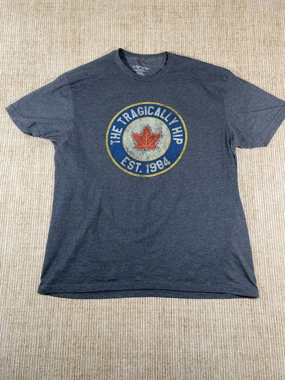The Tragically Hip Band Tee Charcoal Grey Graphic T-Shirt Men's XL